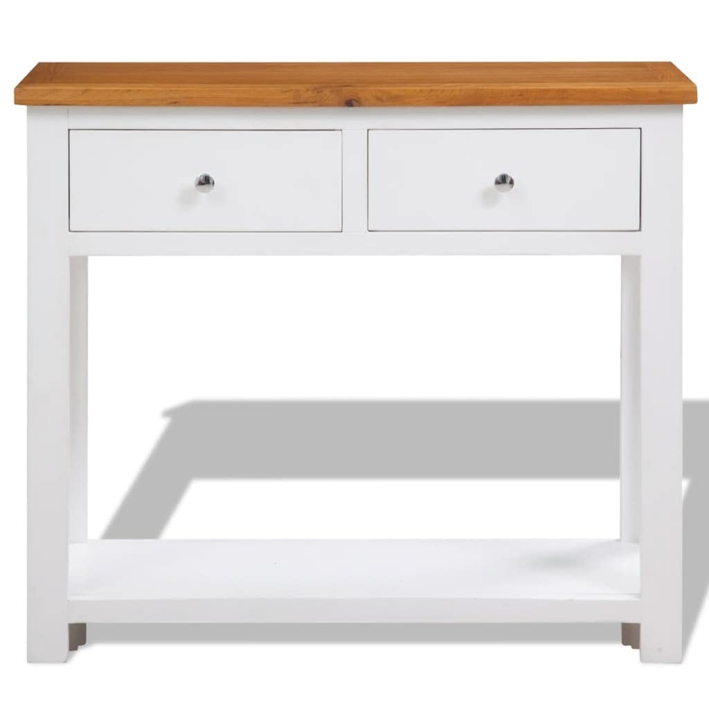 Console Table with Drawers Solid Oak Wood W30425