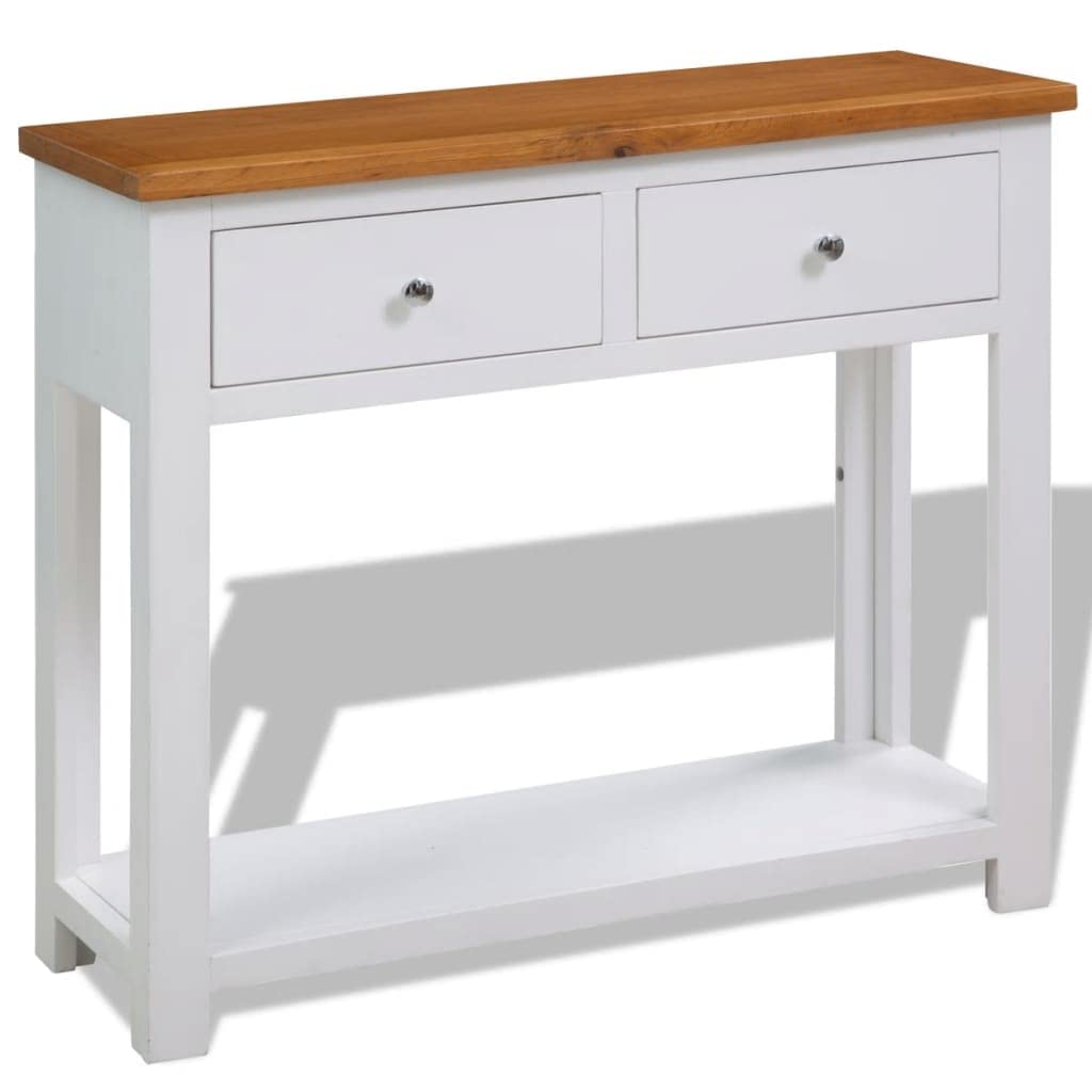 Console Table with Drawers Solid Oak Wood W30425