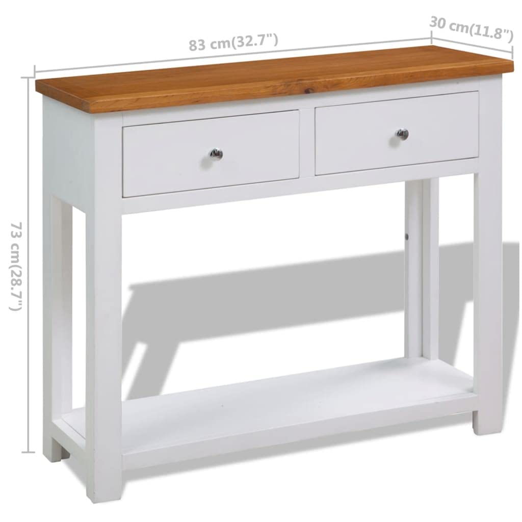 Console Table with Drawers Solid Oak Wood W30425
