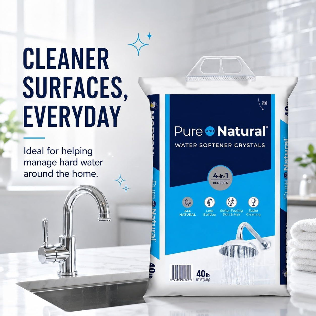 Pure Water Softener Salt Crystals 40 lb Pack of 4 V9809