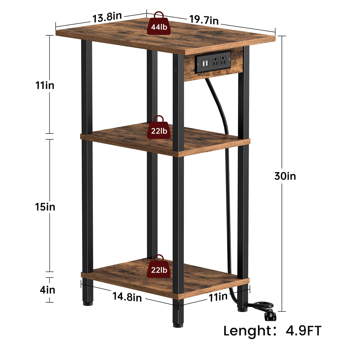 Tall End Table with Charging Station G5555