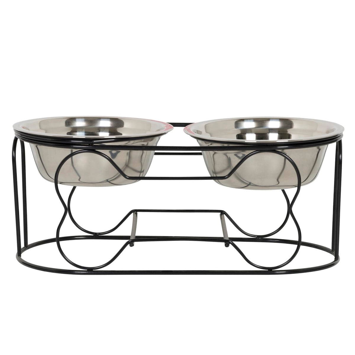 5-Inch Wrought Iron Stand with Small Double Stainless Steel Feeder Bowl X353545