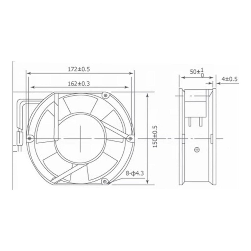 24V 172mm Cooling Fan 3Pin 3Wire Dual Ball B1734