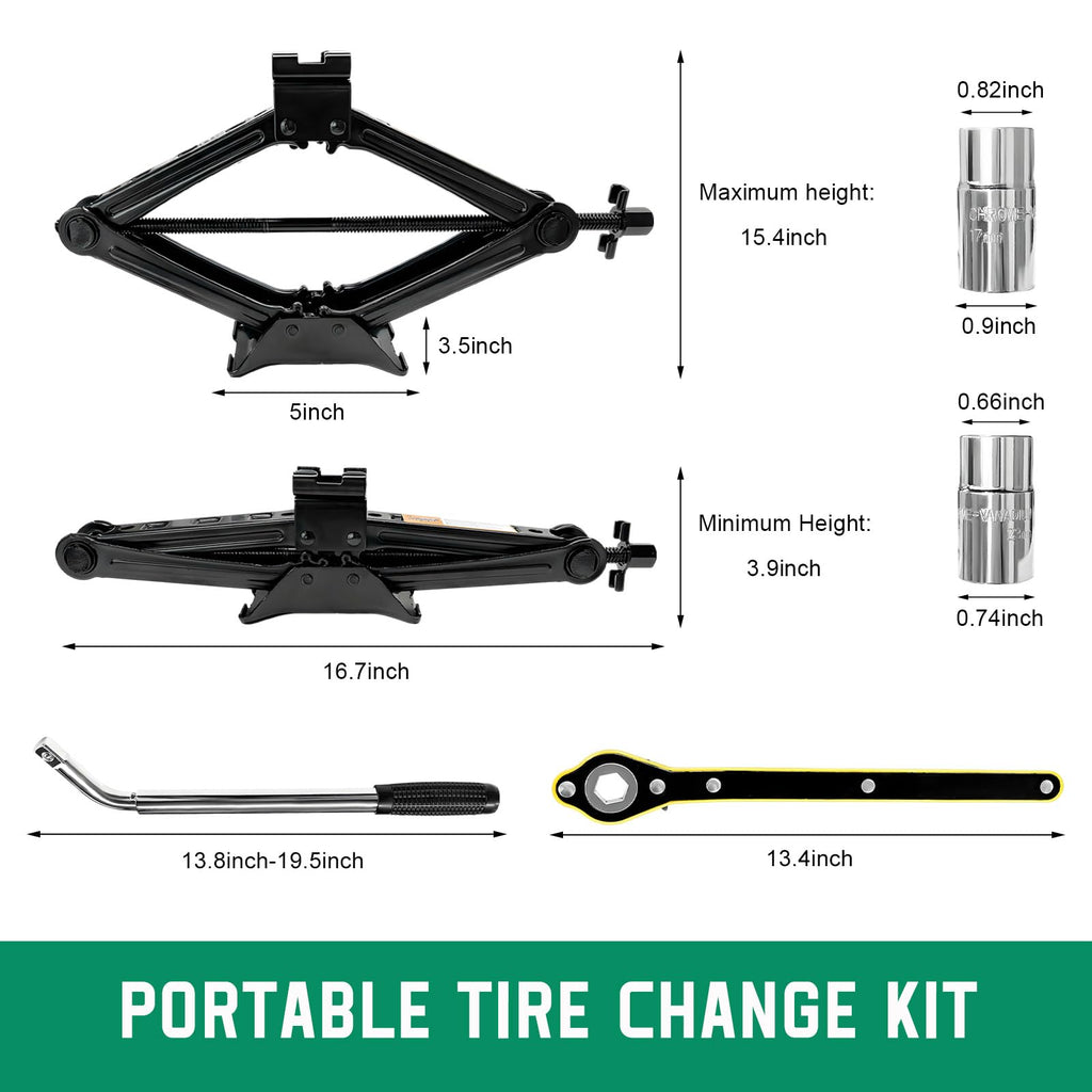 2 Ton Portable Scissor Jack Kit with Lug Wrench O11257