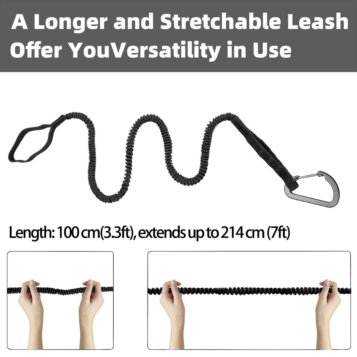 Kayak Paddle Leash 3-7 ft Stretchable Strap Lanyard H895