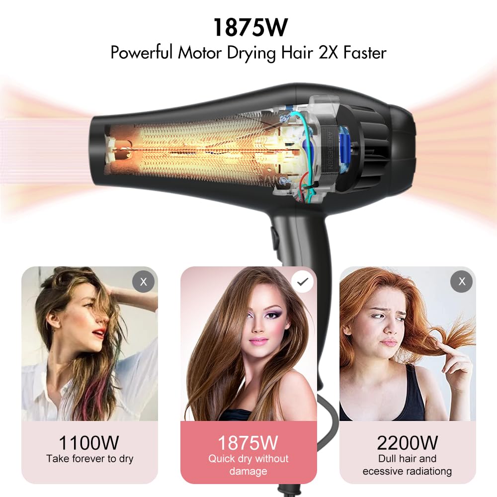 1875W Far Infrared Hair Dryer Black K679053