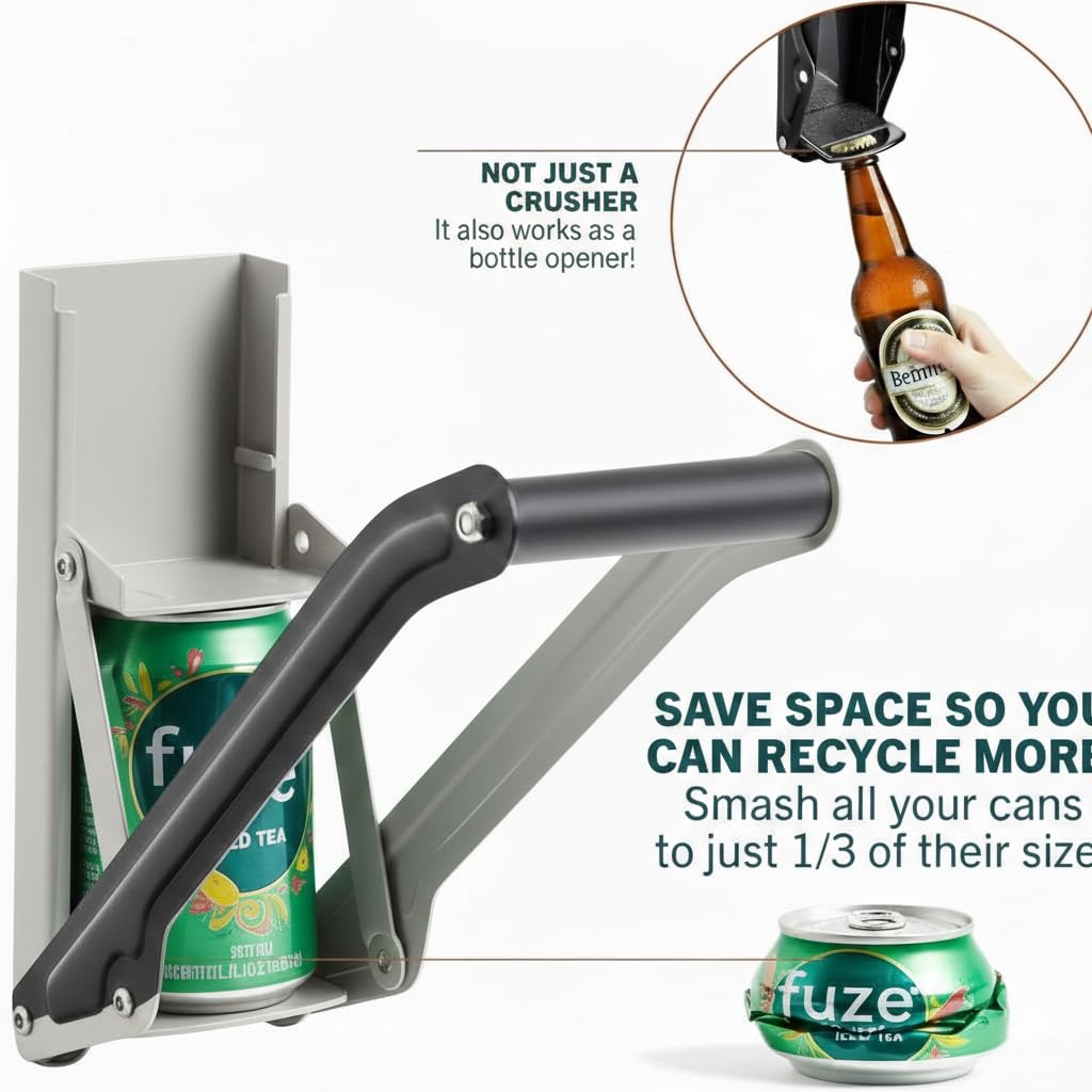 12oz 16oz Wall Mounted Aluminum Can Crusher J373