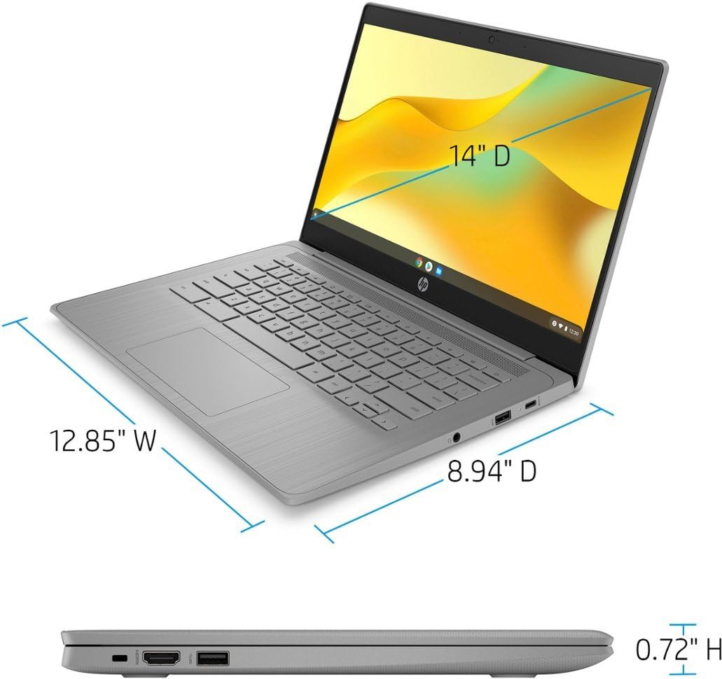 14 Inch Chromebook Laptop, Intel Celeron N4120, 4GB RAM, 128GB Storage, Gray O1319