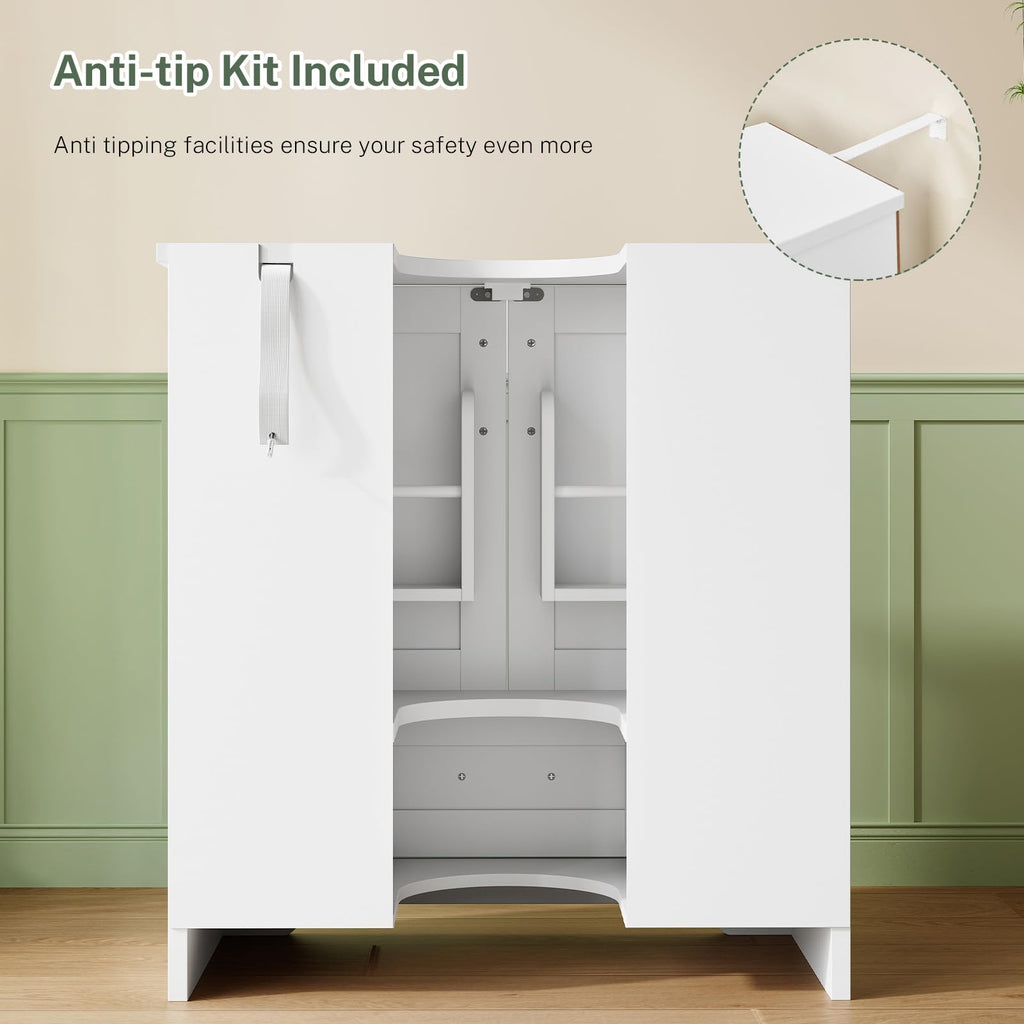 24" Pedestal Sink Storage Cabinet with 2 Doors & 1 Drawer P4158