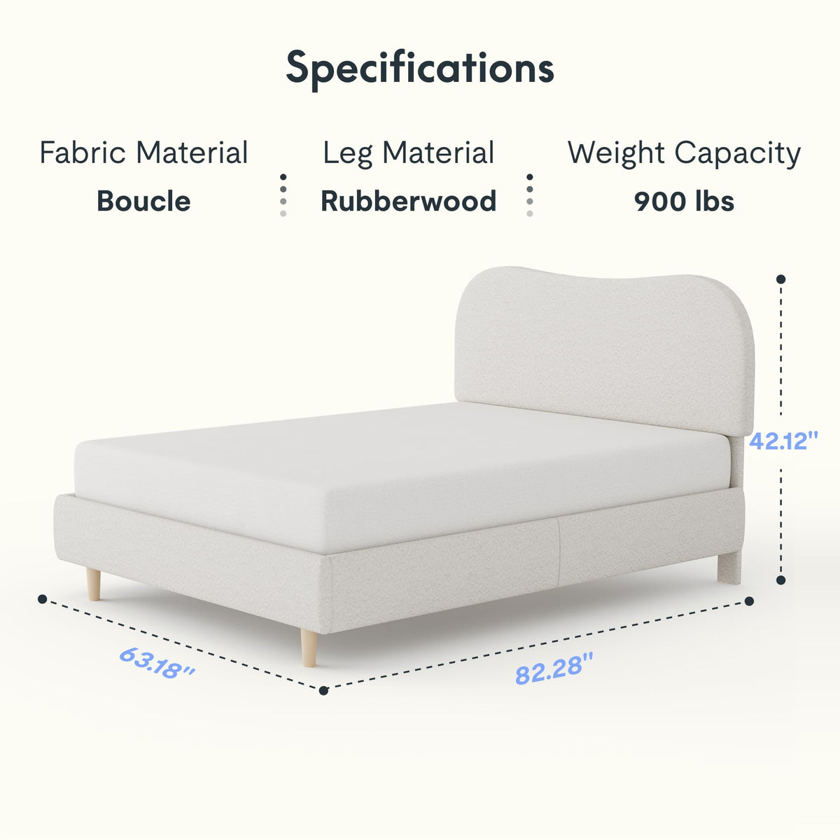 Queen Size White Boucle Bed Frame U784