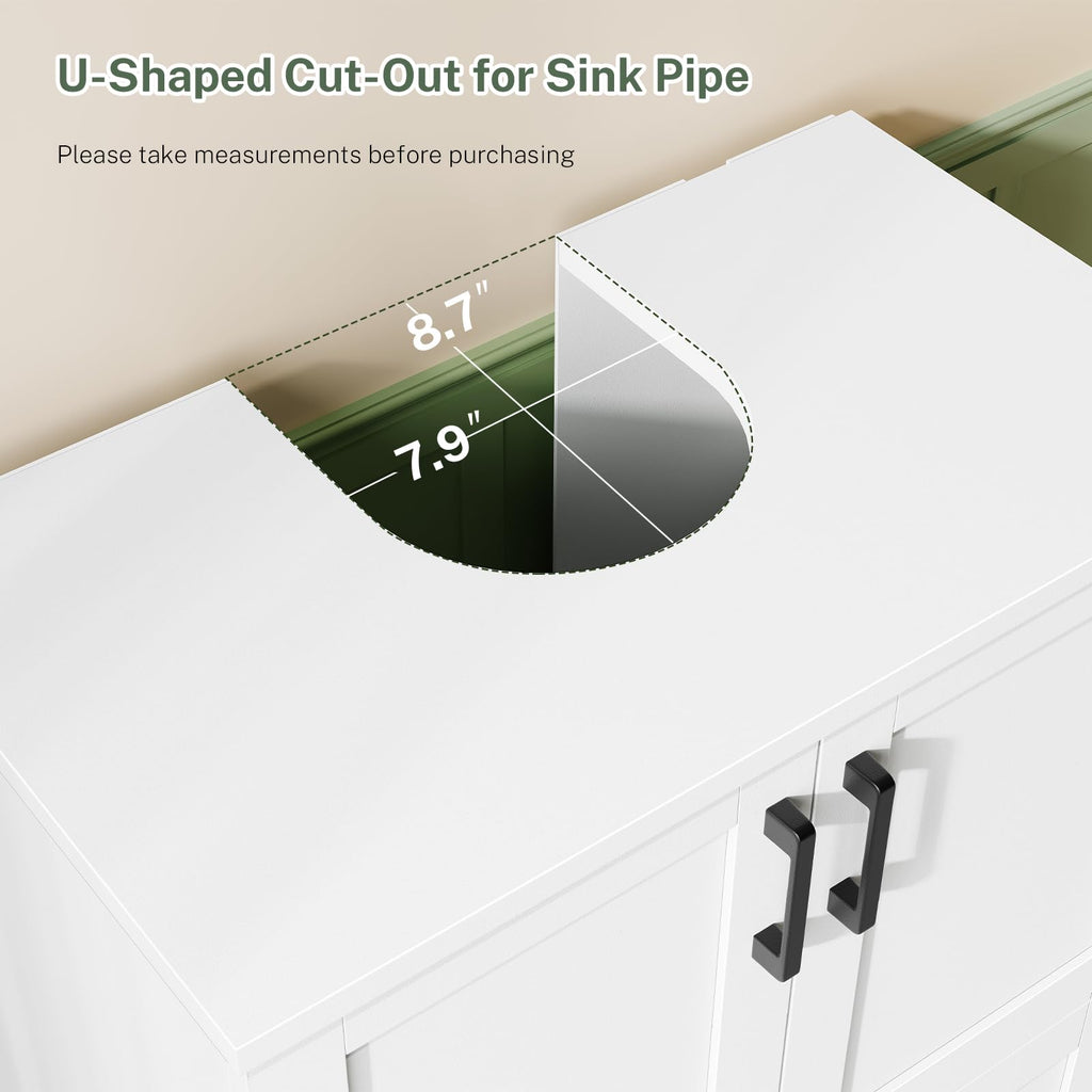 24" Pedestal Sink Storage Cabinet with 2 Doors & 1 Drawer P4158