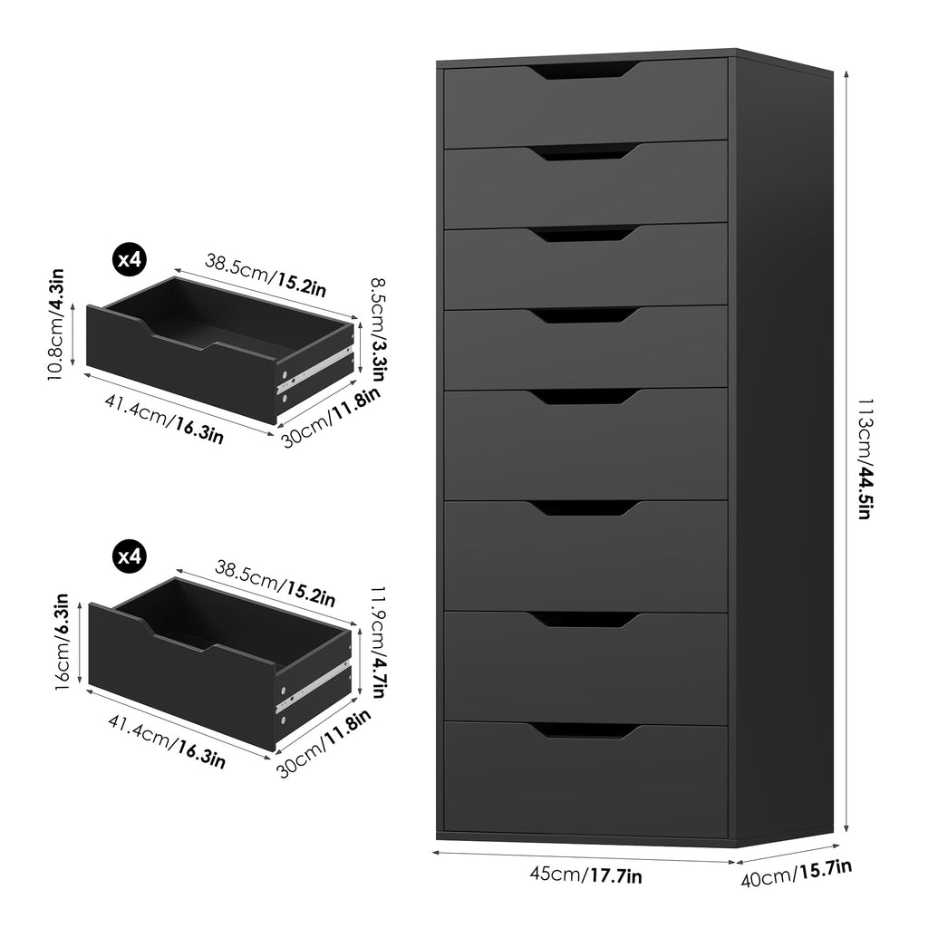 Black 8 Drawer Dresser K26240