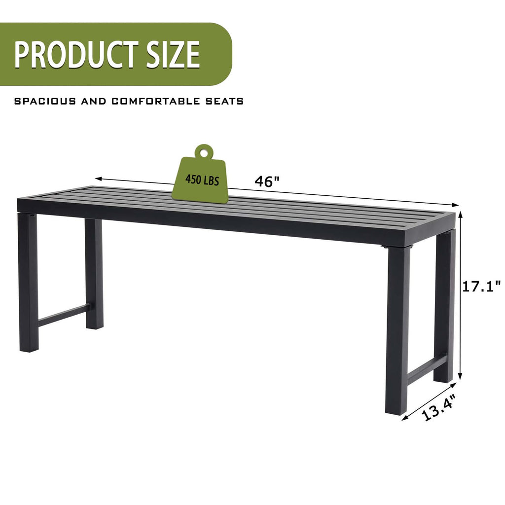Black Metal Backless Outdoor Bench Q519230