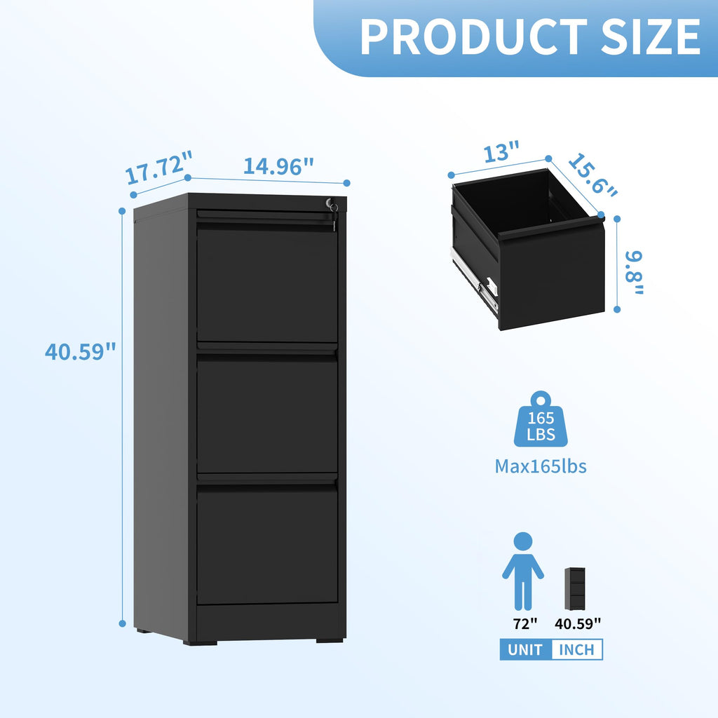 3 Drawer Metal File Cabinet with Lock Z1119