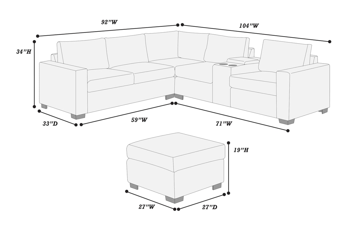Light Gray Corduroy Upholstered Sectional Sofa Set P80088