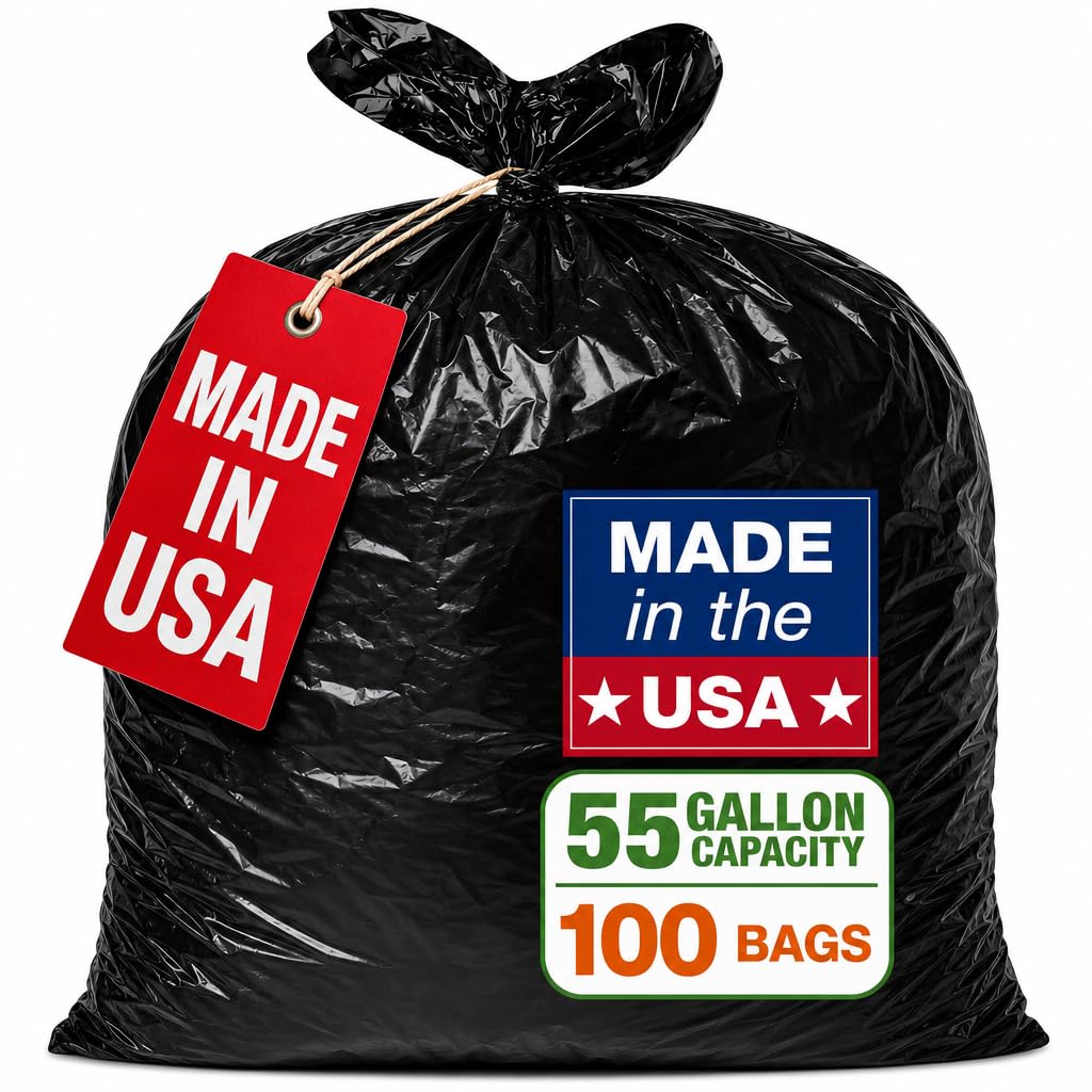 Heavy Duty Black 55-60 Gallon Trash Bags 100 Count S2840