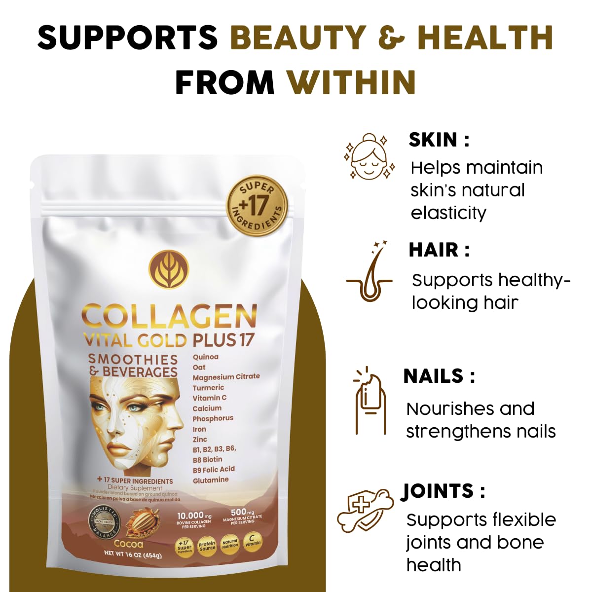 Collagen Peptides Powder Cocoa Flavor 16 oz B59897