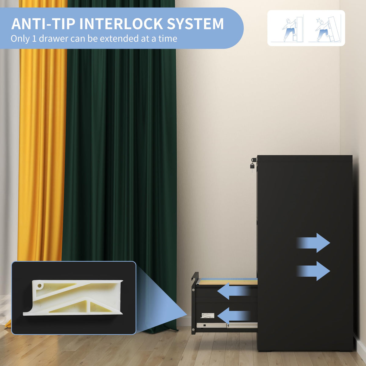 3 Drawer Metal File Cabinet with Lock Z1119