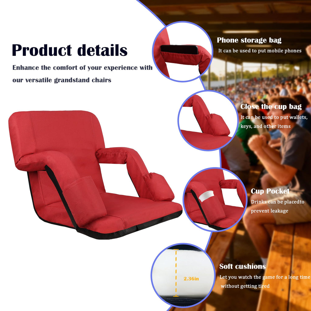 Reclining Bleacher Chair with Back Support D732