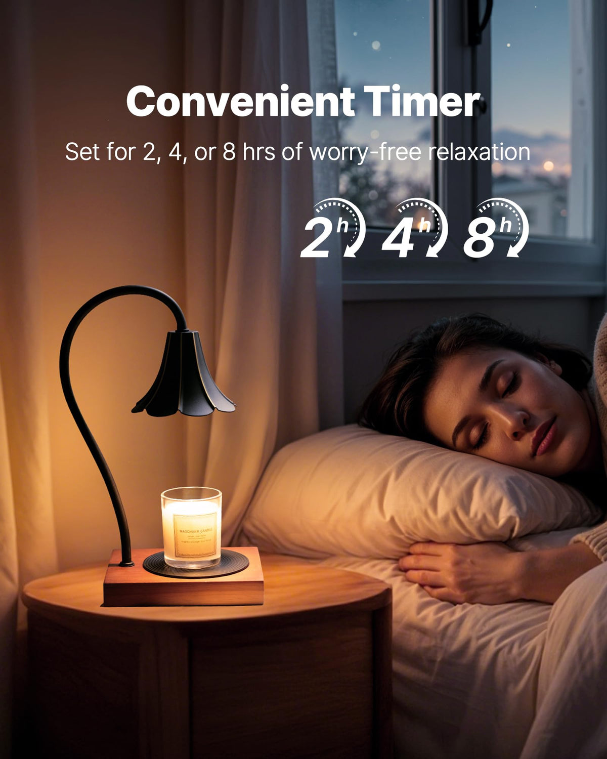 Black Candle Warmer Lamp with Timer & Stepless Dimmable O7915