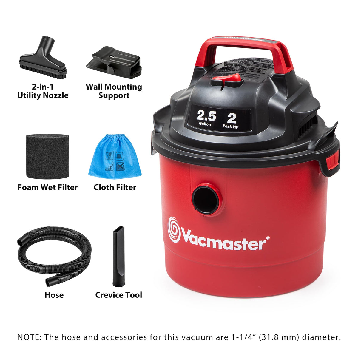 2.5-Gal Wall Mount Wet/Dry Vacuum U88293