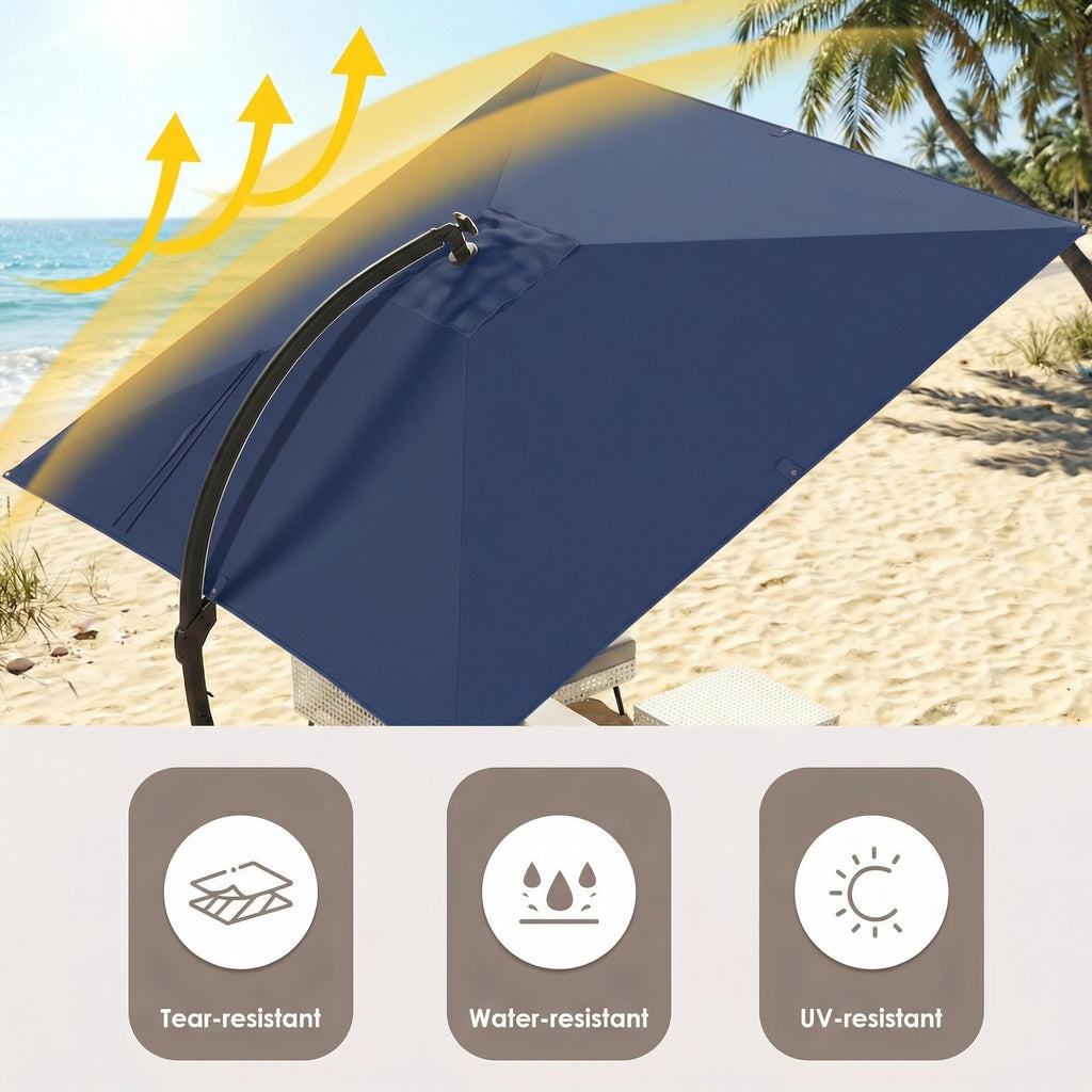 11x11ft Solar Powered Led Cantilever Umbrella with Base G3812