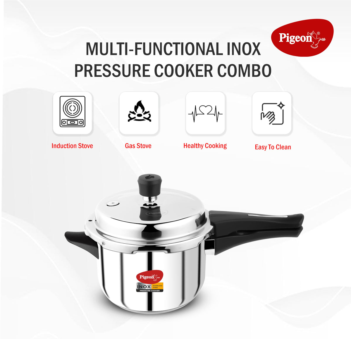 Stainless Steel Pressure Cooker Combo with Induction Base, Outer Lid 2 Liter and 3 Liter S84377