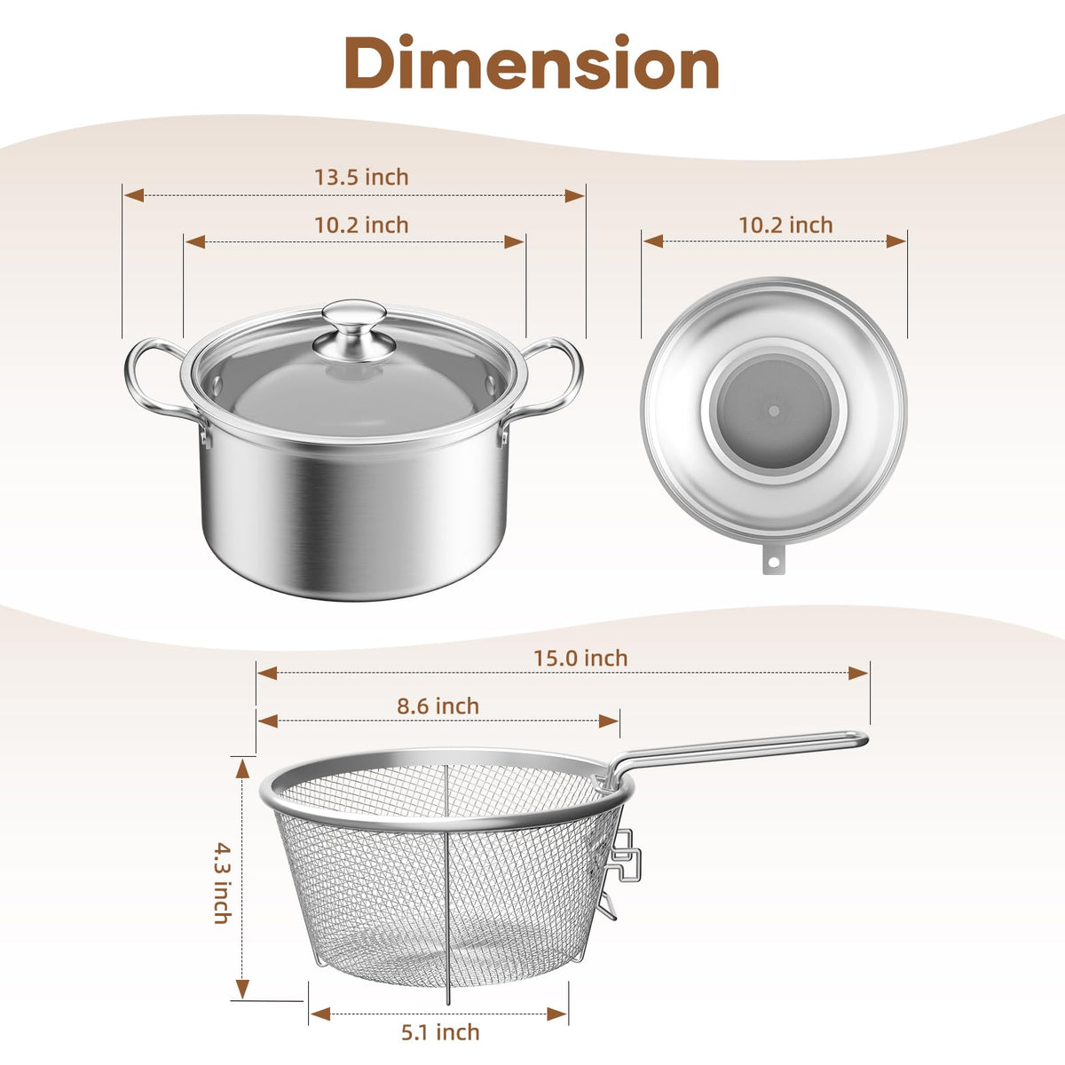 Deep Fryer Pot with Basket 6.3QT M55028