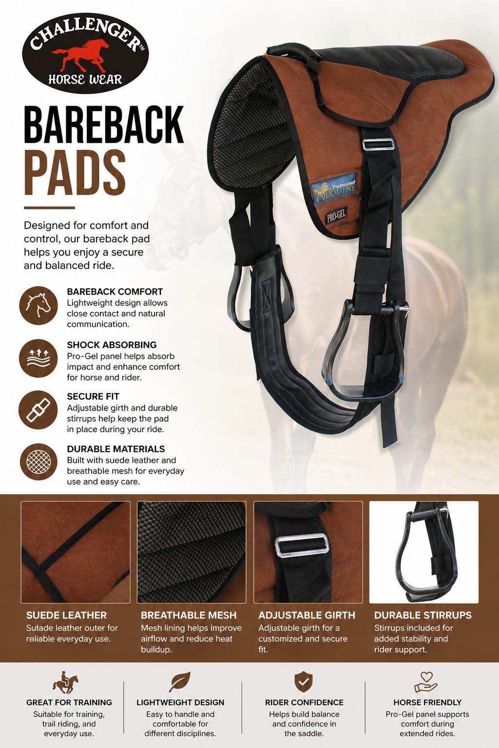 Lightweight Neoprene Padded Bareback Saddle Pad M32754