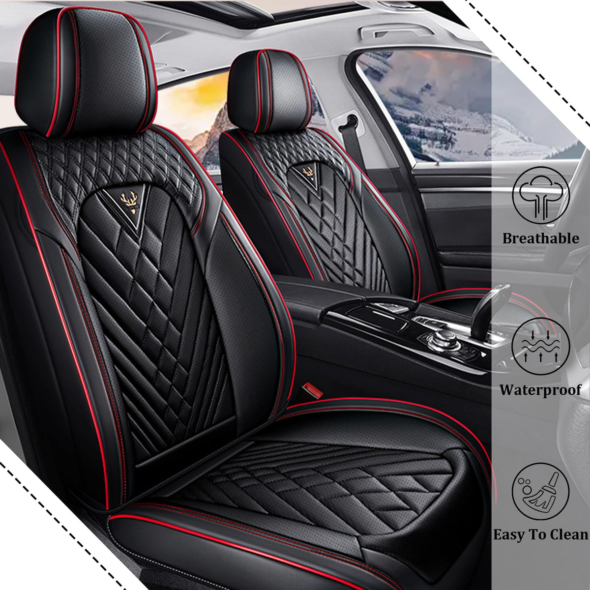 Waterproof Nappa Leather Full Set Car Seat Covers H719