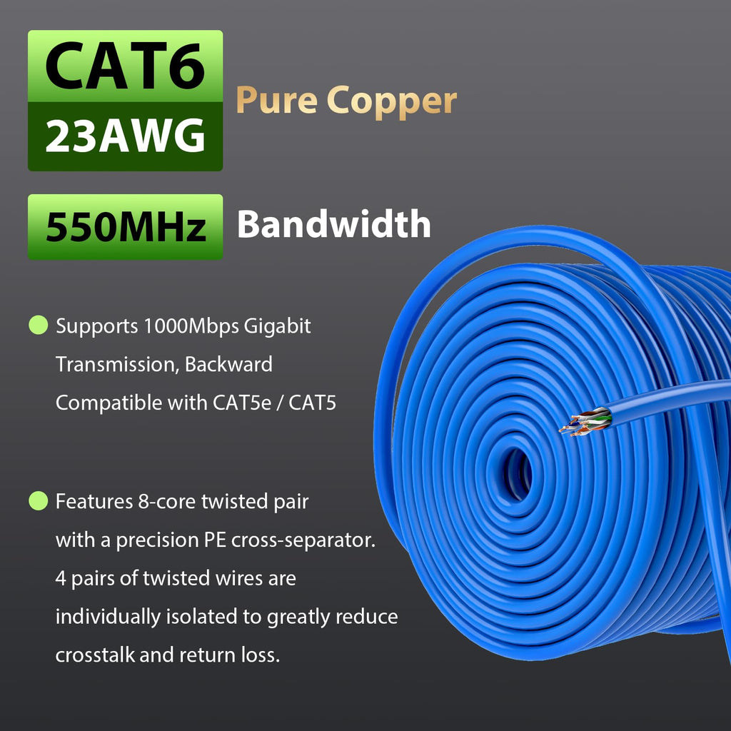 Cat 6 1000 ft 23AWG Solid Bare Copper UTP Ethernet Cable Q71353