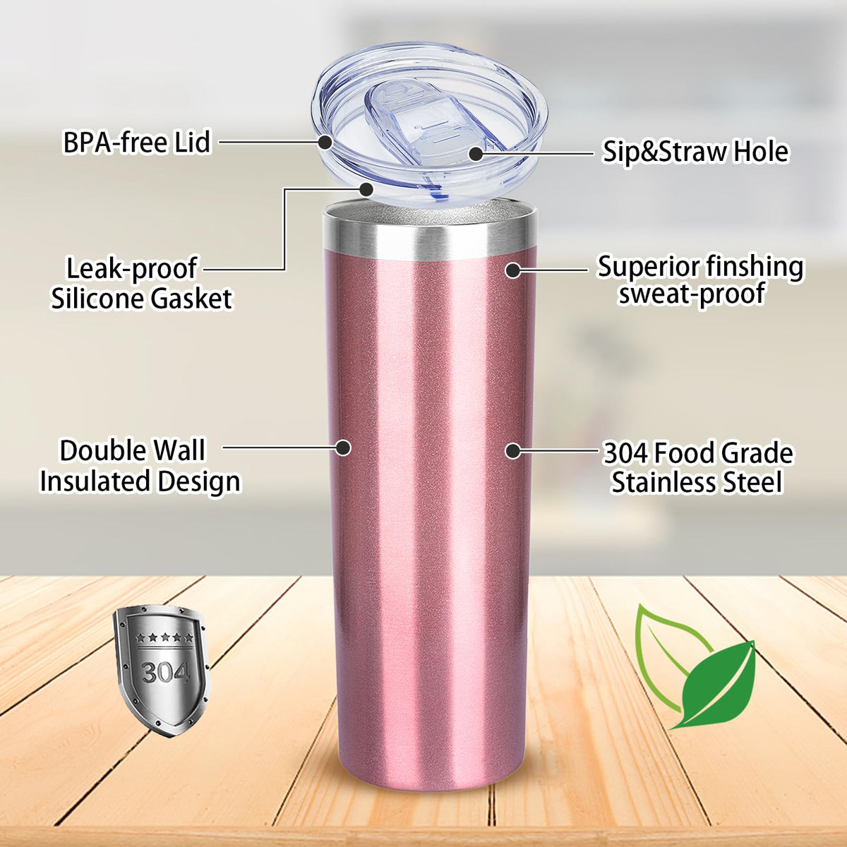 20 oz Stainless Steel Vacuum Insulated Tumbler with Lid and Straw Z9132