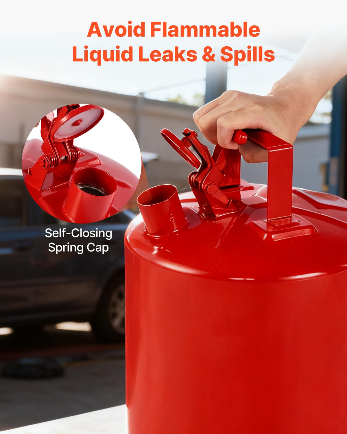 5 Gallon Red Metal Safety Gas Can with Flame Arrester T30538