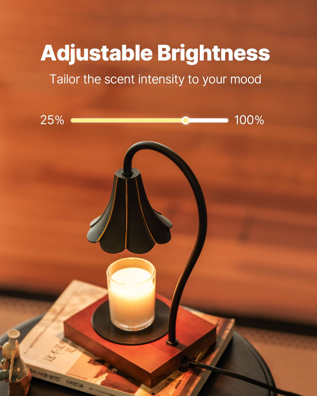 Black Candle Warmer Lamp with Timer & Stepless Dimmable O7915