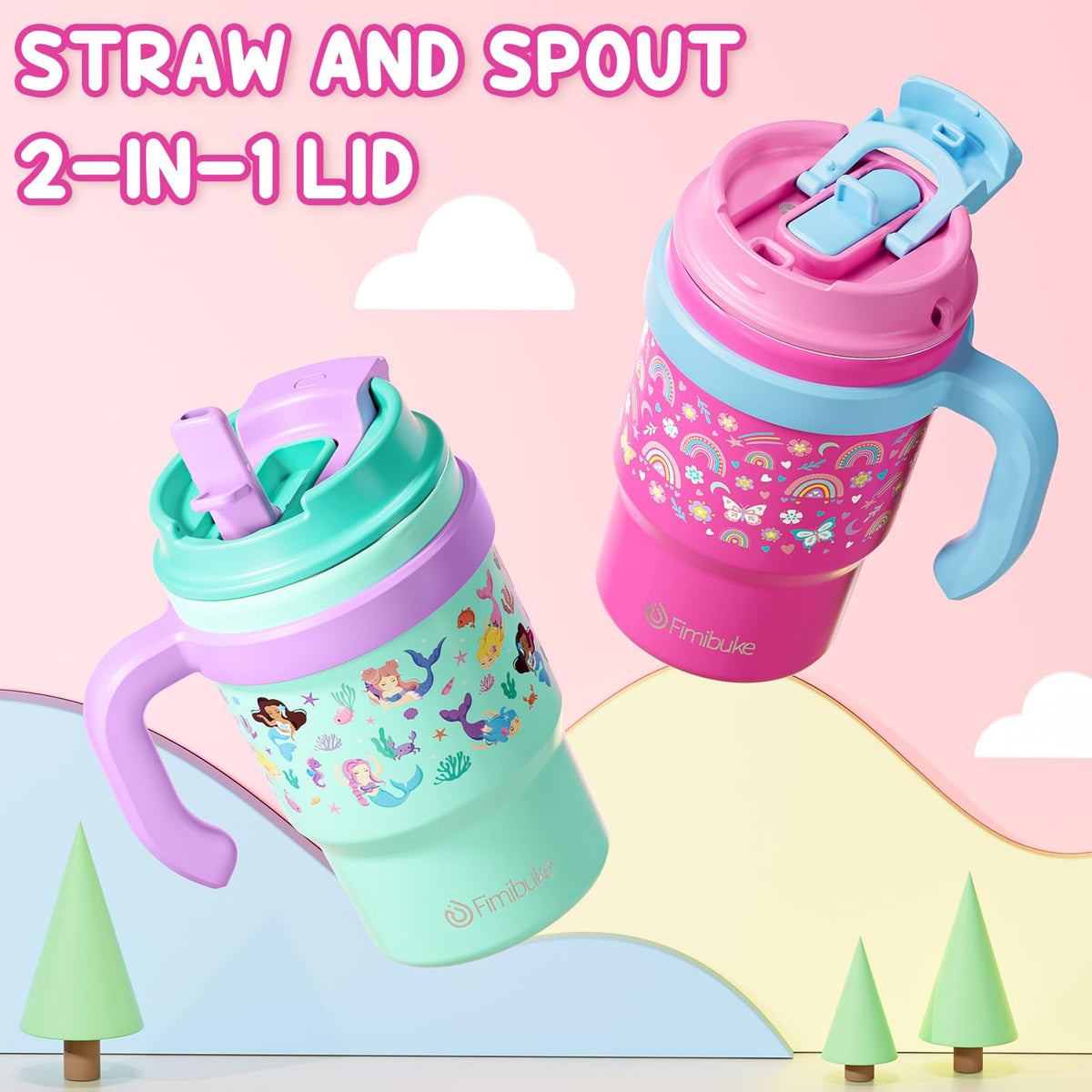 16oz Kids Insulated Tumbler with Handle, 2 Pack T664538