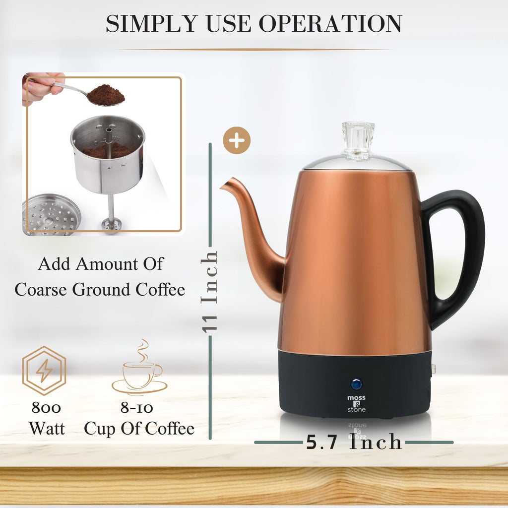 10 Cup Copper Electric Percolator Coffee Pot K718