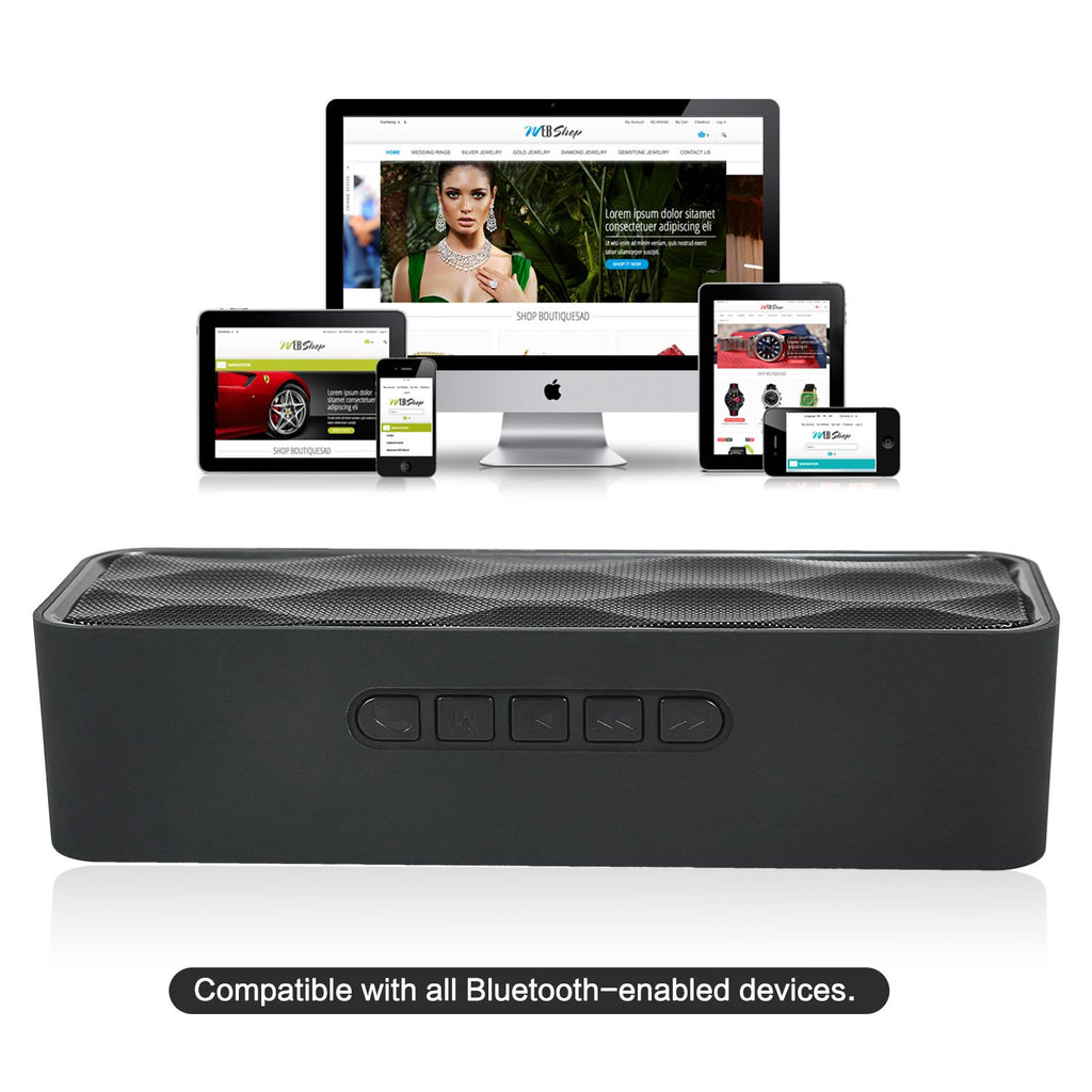 Black Portable Wireless Bluetooth Speaker with AUX USB TF Card Slot X74757