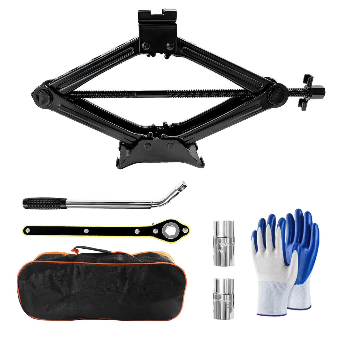 2 Ton Portable Scissor Jack Kit with Lug Wrench O11257