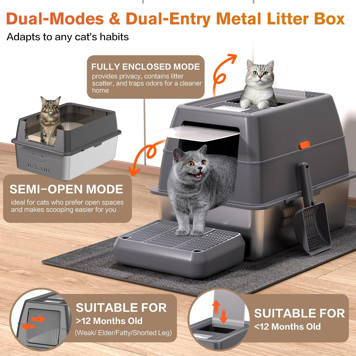 XXXL Stainless Steel Litter Box with Lid D463146