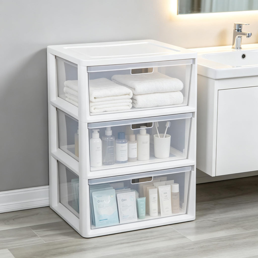 White 3 Drawer Plastic Storage Unit N4504