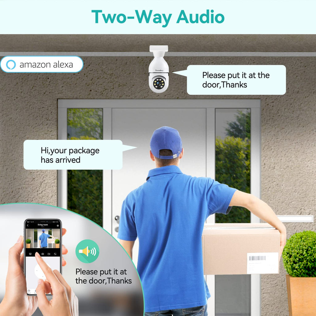 Light Bulb Security Camera 2K 3MP WiFi 360° Color Night Vision Two-Way Talk F260975
