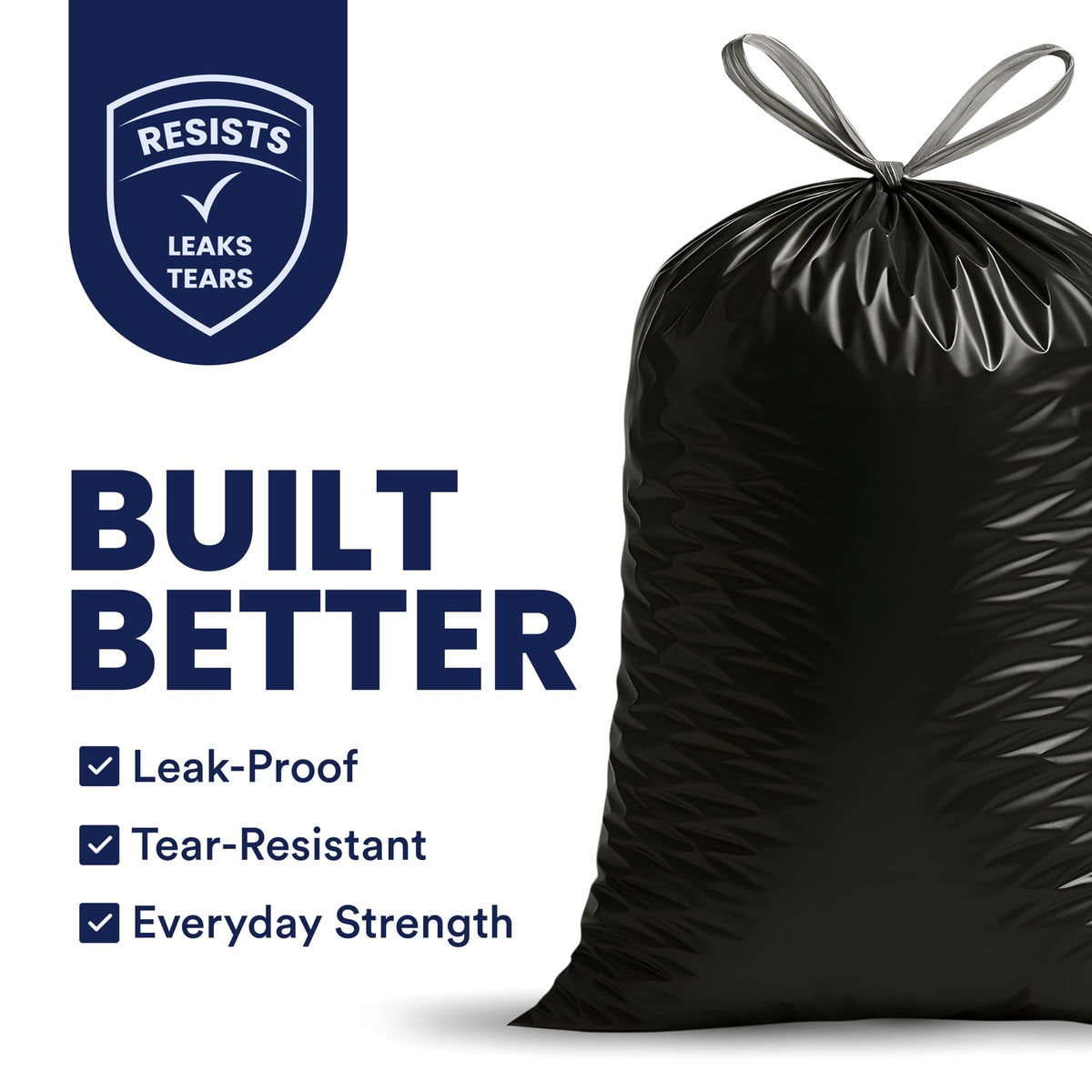 32-33 Gallon 1.2 Mil Black Drawstring Trash Bags, 100 Count W3041
