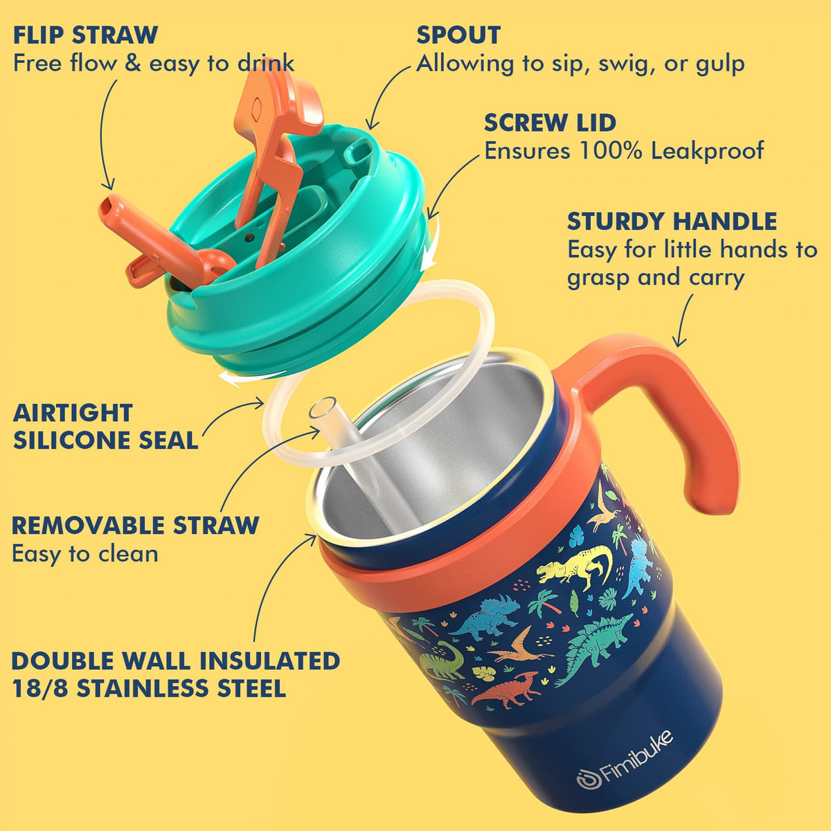 16oz Kids Insulated Tumbler with Handle, 2 Pack T664538