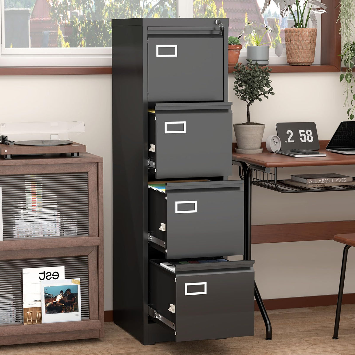 4 Drawer Metal File Cabinet with Lock T76253