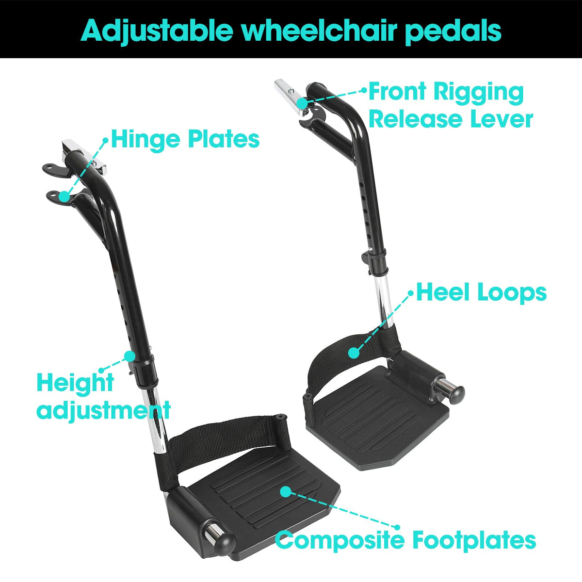 Black Adjustable Foldable Wheelchair Footrest X388444