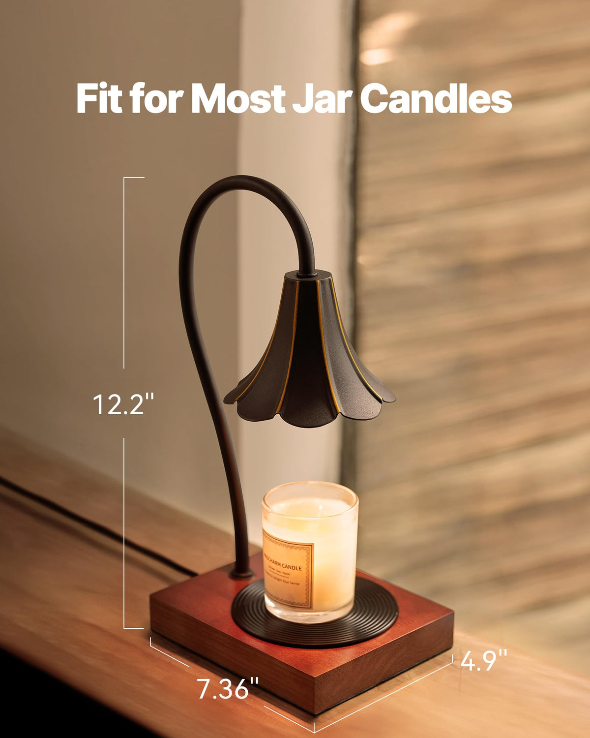 Black Candle Warmer Lamp with Timer & Stepless Dimmable O7915