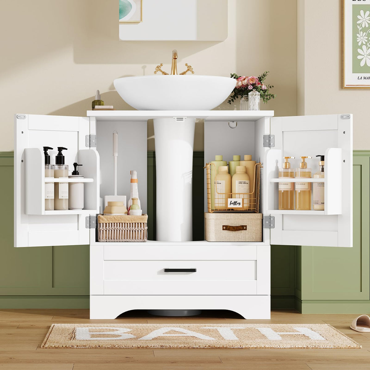 24" Pedestal Sink Storage Cabinet with 2 Doors & 1 Drawer P4158