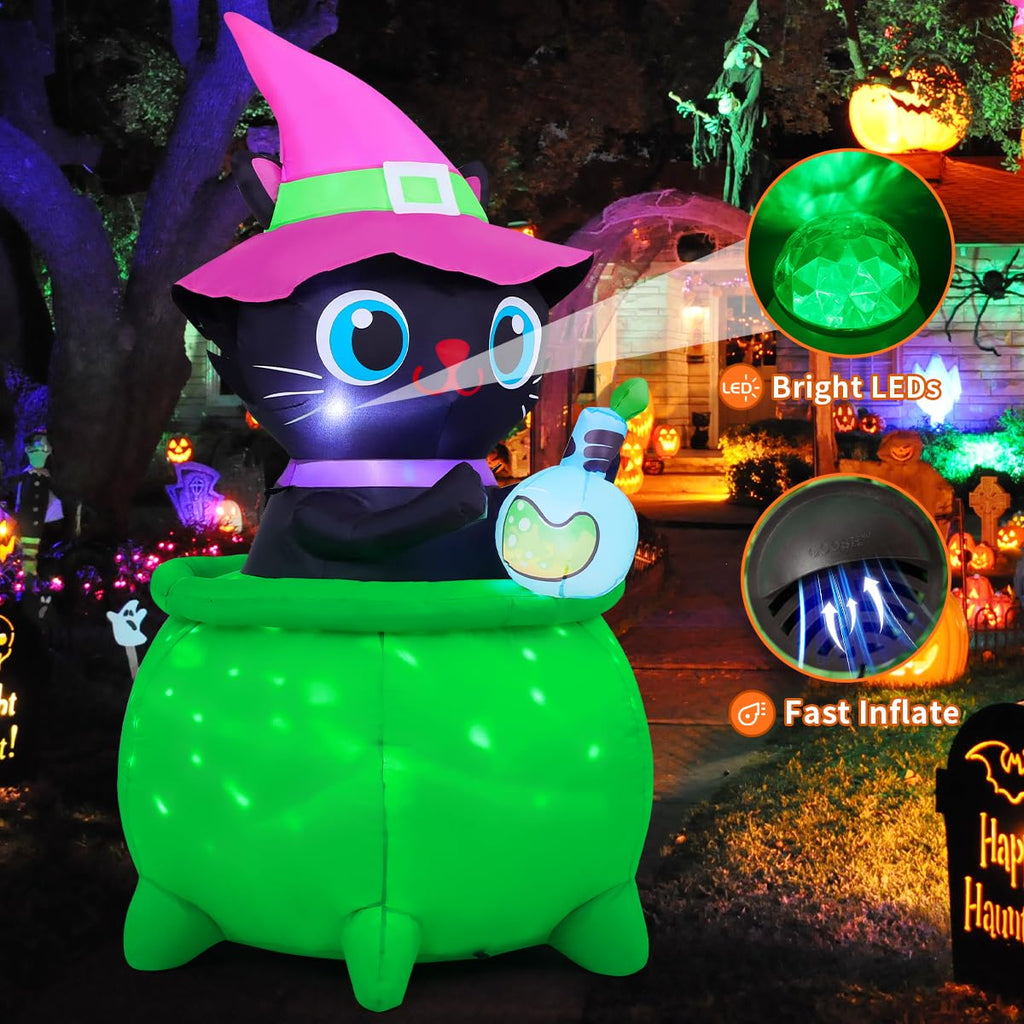 6 FT Halloween Inflatable Cat with LED Lights N2816
