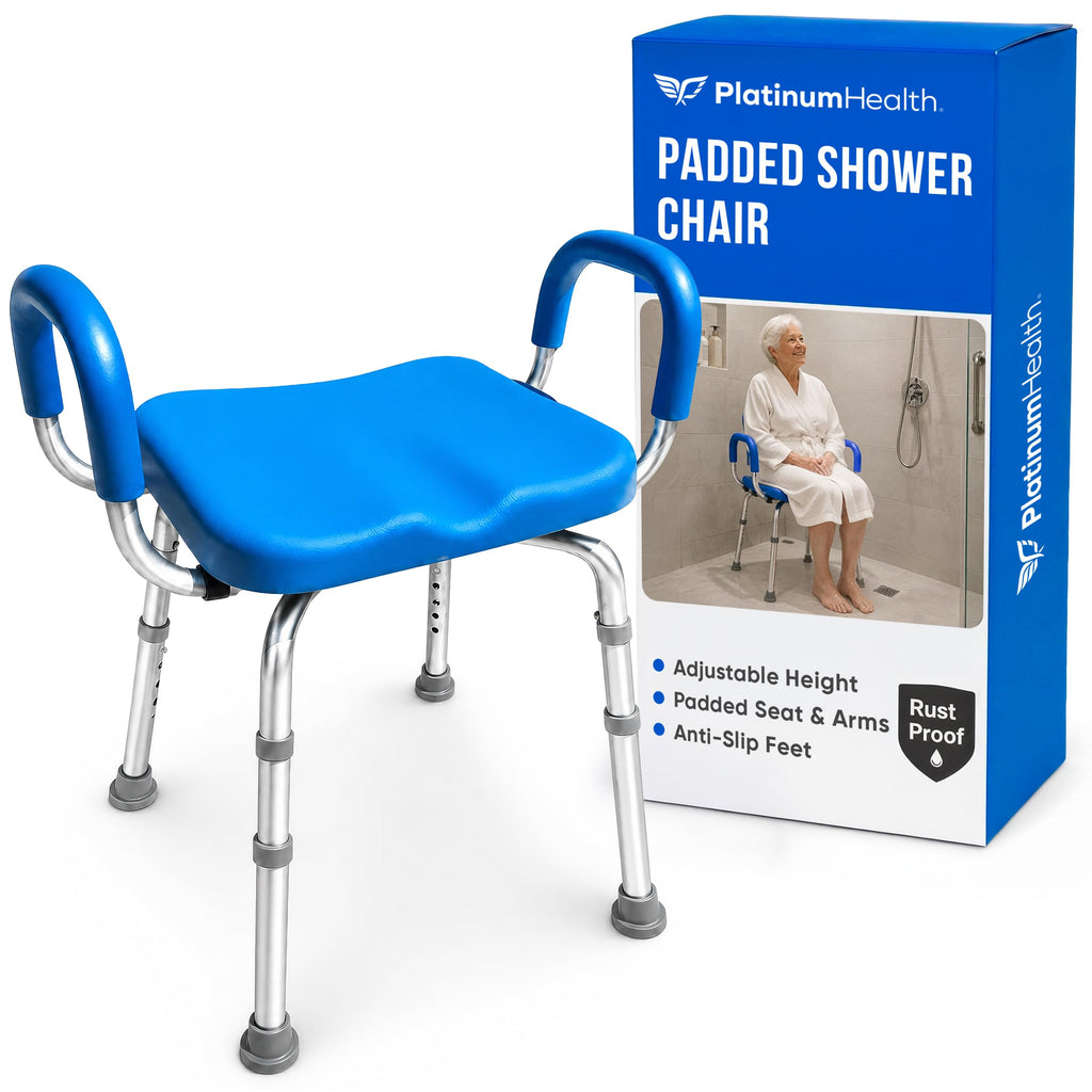 Blue Adjustable Padded Aluminum Shower Bench C4397