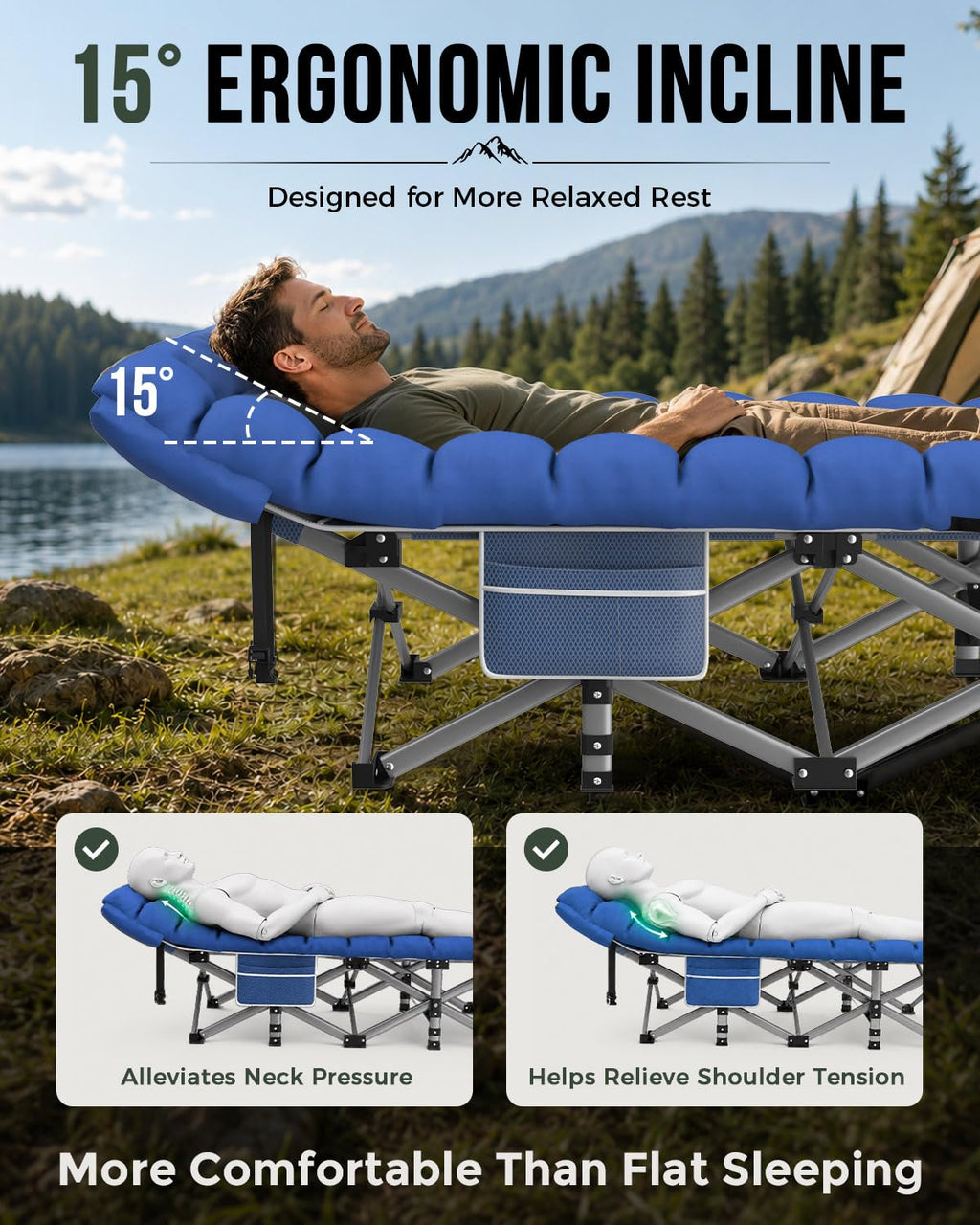 32in XXL Folding Camping Cot with Mattress X97488